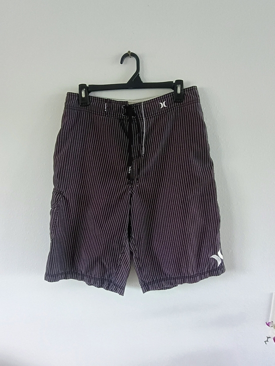 Hurley Other - Hurley Black Burgundy Striped Board Shorts Surf Swim Trunks Mens 31